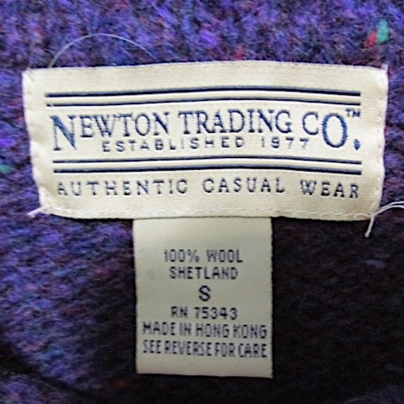 Purple Pull-Over Crew Neck Shetland Wool Sweater, Size S - Picture 5 of 5